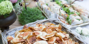 Gourmet chips and sandwiches from Mad Hatter's catering in Durham